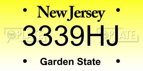 3339HJ New Jersey License Plate