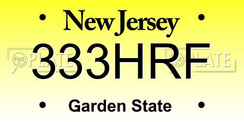 333HRF New Jersey License Plate