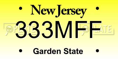 333MFF New Jersey License Plate