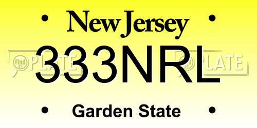 333NRL New Jersey License Plate