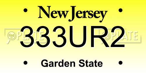 333UR2 New Jersey License Plate