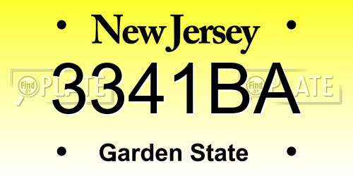 3341BA New Jersey License Plate