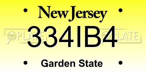 334IB4 New Jersey License Plate