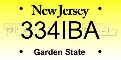 334IBA New Jersey License Plate