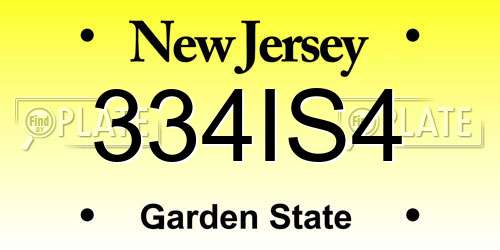 334IS4 New Jersey License Plate