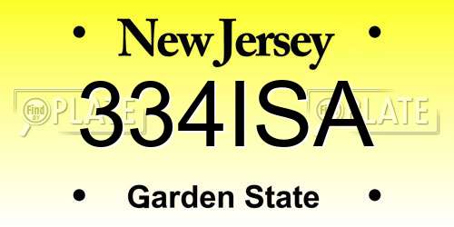 334ISA New Jersey License Plate