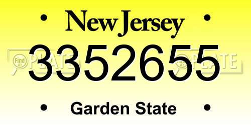 3352655 New Jersey License Plate