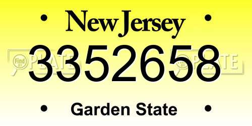 3352658 New Jersey License Plate