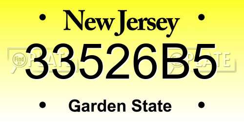 33526B5 New Jersey License Plate