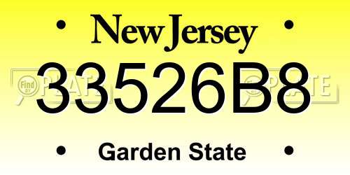 33526B8 New Jersey License Plate