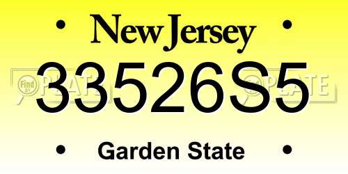 33526S5 New Jersey License Plate