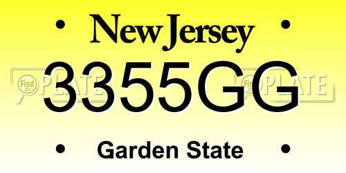 3355GG New Jersey License Plate
