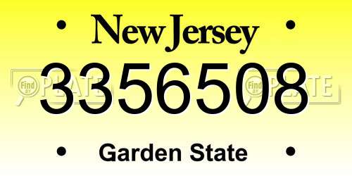 3356508 New Jersey License Plate