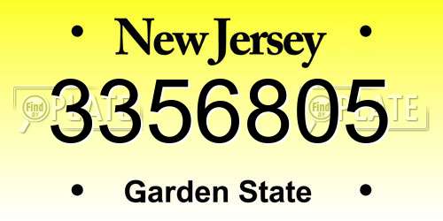 3356805 New Jersey License Plate