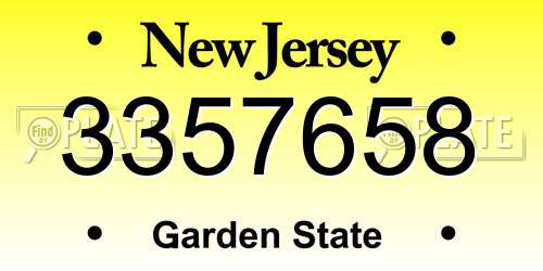 3357658 New Jersey License Plate