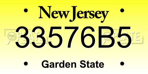 33576B5 New Jersey License Plate