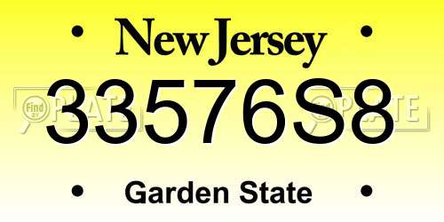33576S8 New Jersey License Plate
