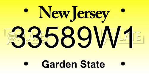 33589W1 New Jersey License Plate