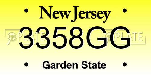 3358GG New Jersey License Plate