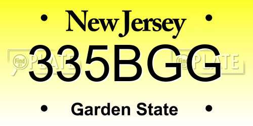 335BGG New Jersey License Plate