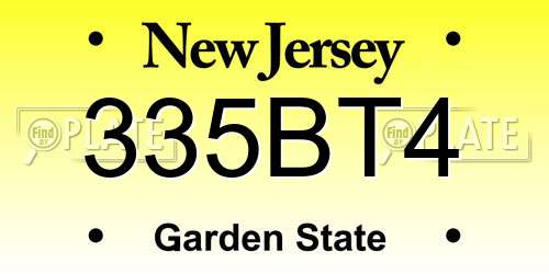 335BT4 New Jersey License Plate