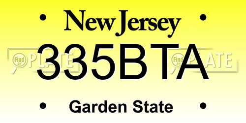 335BTA New Jersey License Plate