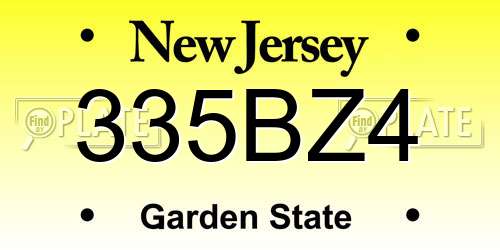 335BZ4 New Jersey License Plate