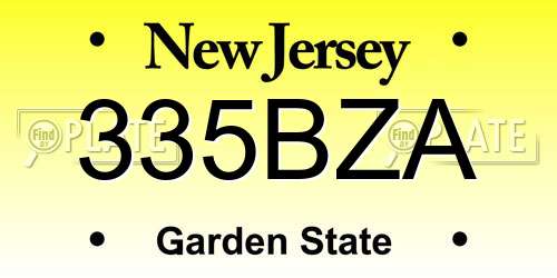 335BZA New Jersey License Plate