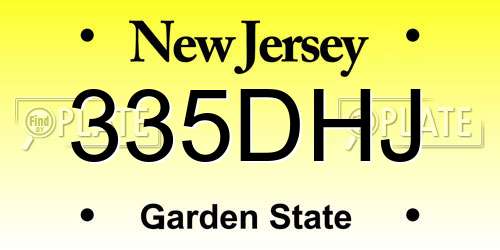 335DHJ New Jersey License Plate