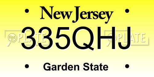 335QHJ New Jersey License Plate