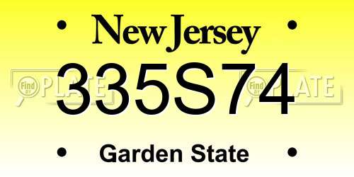335S74 New Jersey License Plate