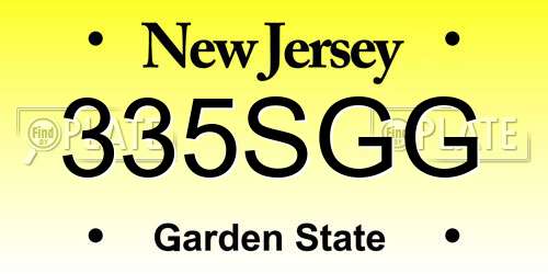 335SGG New Jersey License Plate