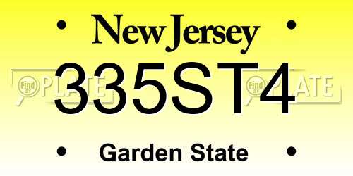 335ST4 New Jersey License Plate