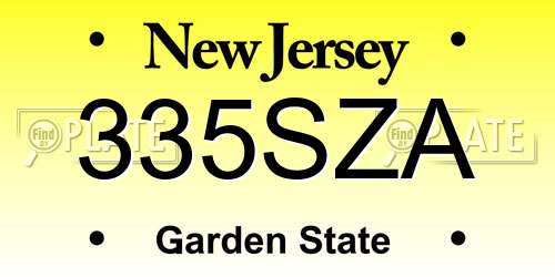 335SZA New Jersey License Plate