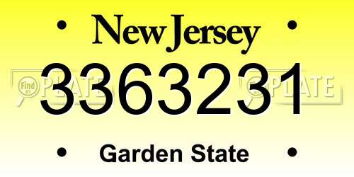 3363231 New Jersey License Plate