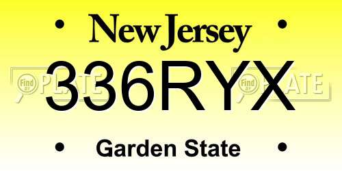 336RYX New Jersey License Plate