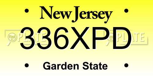 336XPD New Jersey License Plate