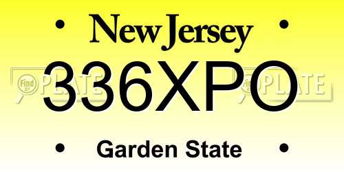336XPO New Jersey License Plate