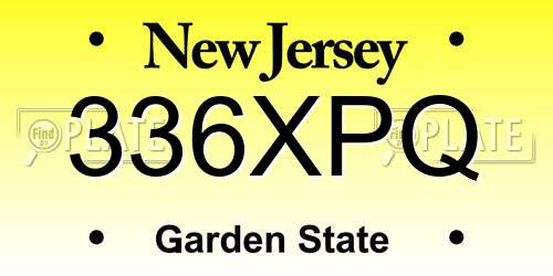 336XPQ New Jersey License Plate