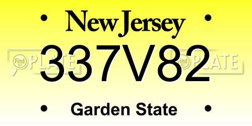 337V82 New Jersey License Plate