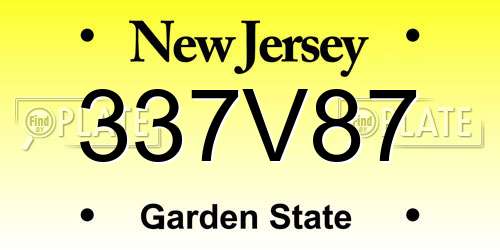 337V87 New Jersey License Plate