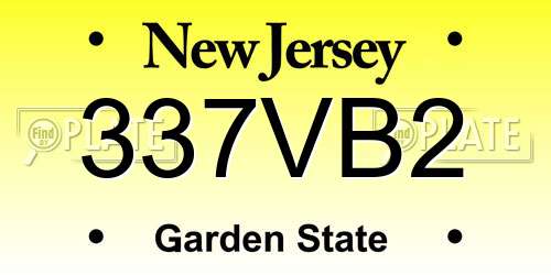337VB2 New Jersey License Plate