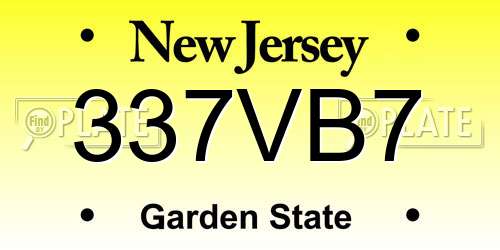 337VB7 New Jersey License Plate