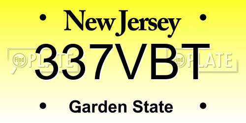 337VBT New Jersey License Plate