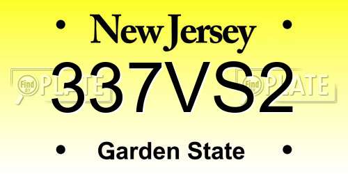 337VS2 New Jersey License Plate