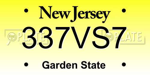 337VS7 New Jersey License Plate