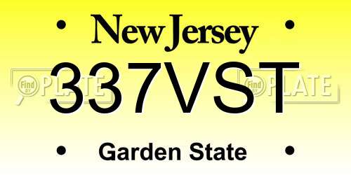 337VST New Jersey License Plate