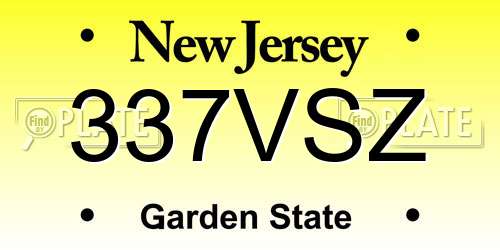 337VSZ New Jersey License Plate