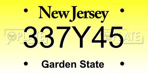 337Y45 New Jersey License Plate
