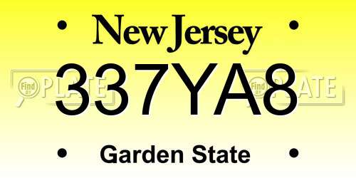 337YA8 New Jersey License Plate